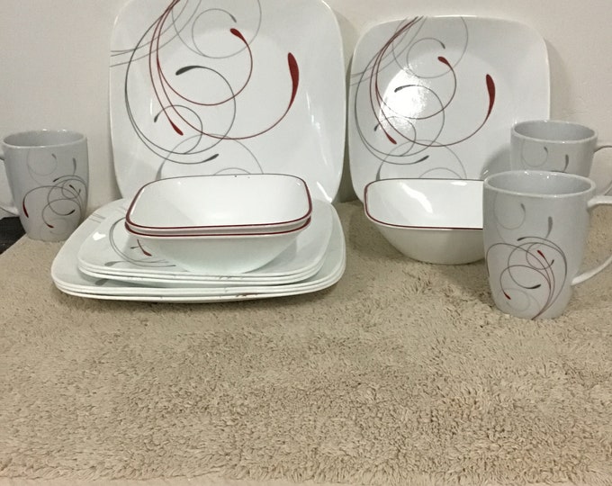 Corelle Splendor Square Dinnerware Set 14 Pieces Rare Etsy