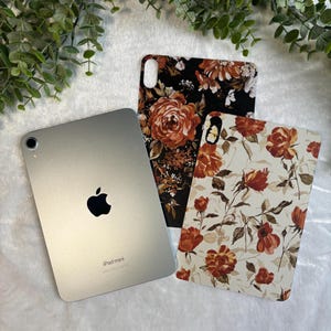 Black/White Floral - iPad Mini Case Insert -  iPad Mini 6 & 7 — Shimmery Cardstock Insert - Read description - Case not Included