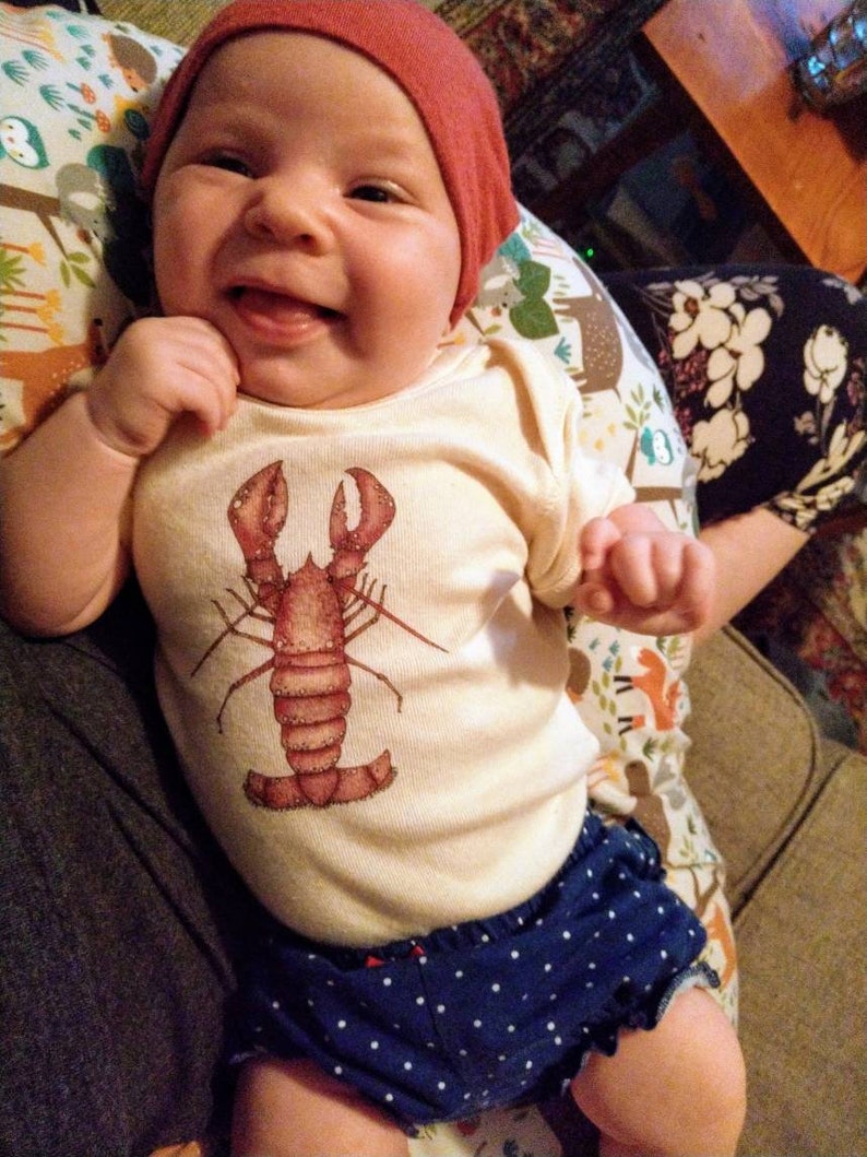 Lovable Lobster Cotton Onesie Maine Lobster Baby Gift Cute Etsy