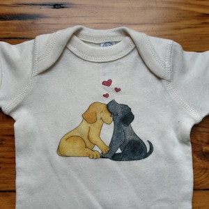 Loveable Lab Infant Cotton Onesie, Black and Yellow Lab Baby Shirt, Dog Lover Baby Gift, Long and Short Sleeve Options