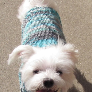 Small & Medium Dog Grey/Blue/Seafoam Green Multi-hued Sweater, Grey Small/Med Dog Sweater, Handmade Multi-hued Blue/Grey Dog Sweater