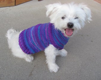 Small & Med Dog Purple Blue Multi-hued Sweater, Small and Medium Dog Apparel, Multicolor Dog Sweater, Handmade Blue Purple Dog Sweater