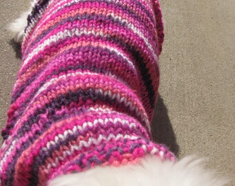 Small & Med Dog Plum/Magenta/Pink Multi-hued Sweater, Small and Medium Dog Apparel, Multicolor Dog Sweater, Handmade Pink Plum Dog Sweater