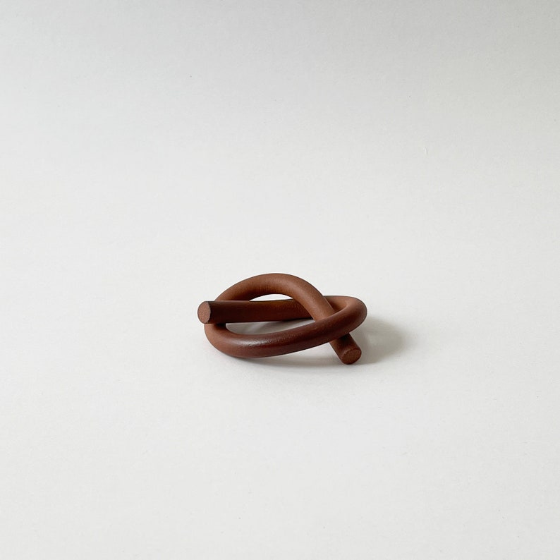 Handmade Stoneware Ceramic Knot, Ceramic Napkin Ring Set of 4 Brick Single