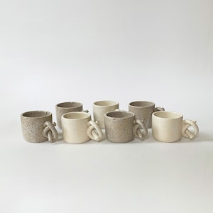 Handmade Ceramic Espresso Cup with Knot Handle