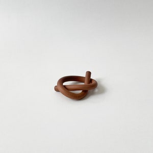 Handmade Stoneware Ceramic Knot, Ceramic Napkin Ring Set of 4 Brick image 5