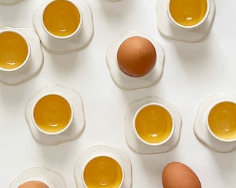 Handmade Ceramic Blob Egg Cup Egg Holder - Fried Egg