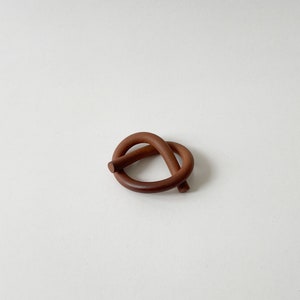 Handmade Stoneware Ceramic Knot, Ceramic Napkin Ring Set of 4 Brick image 3