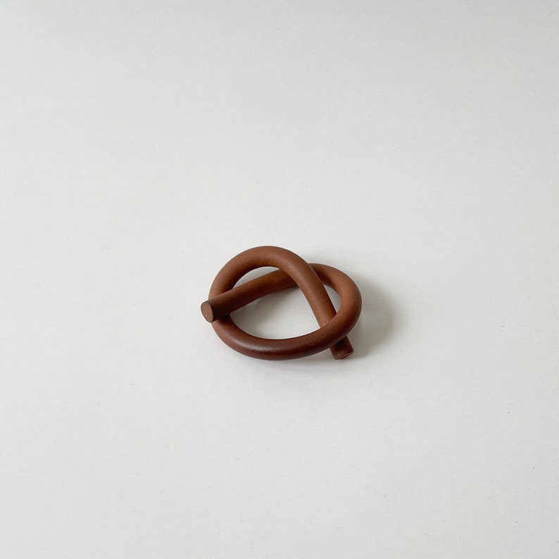 Handmade Stoneware Ceramic Knot, Ceramic Napkin Ring Set of 4 Brick image 3