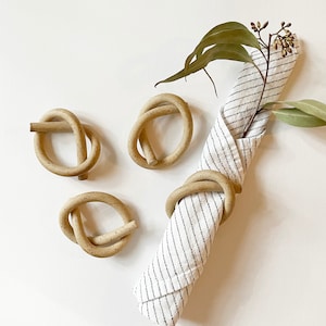 Handmade Stoneware Ceramic Knot, Ceramic Napkin Ring Set of 4  - Speckle