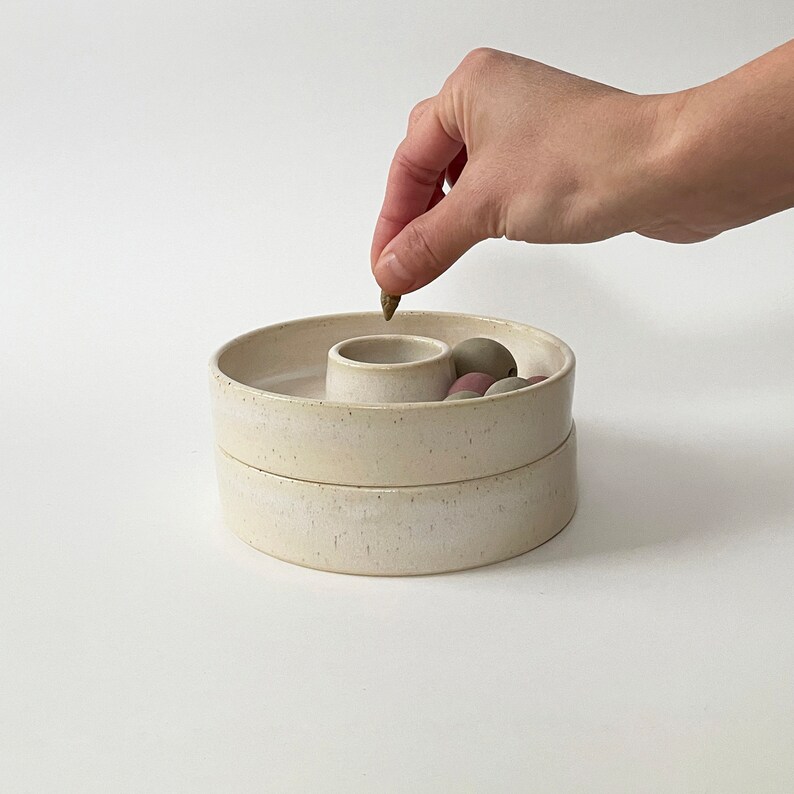 Handmade Ceramic Double Decker Pedestal Olive Bowl Freckle Etsy