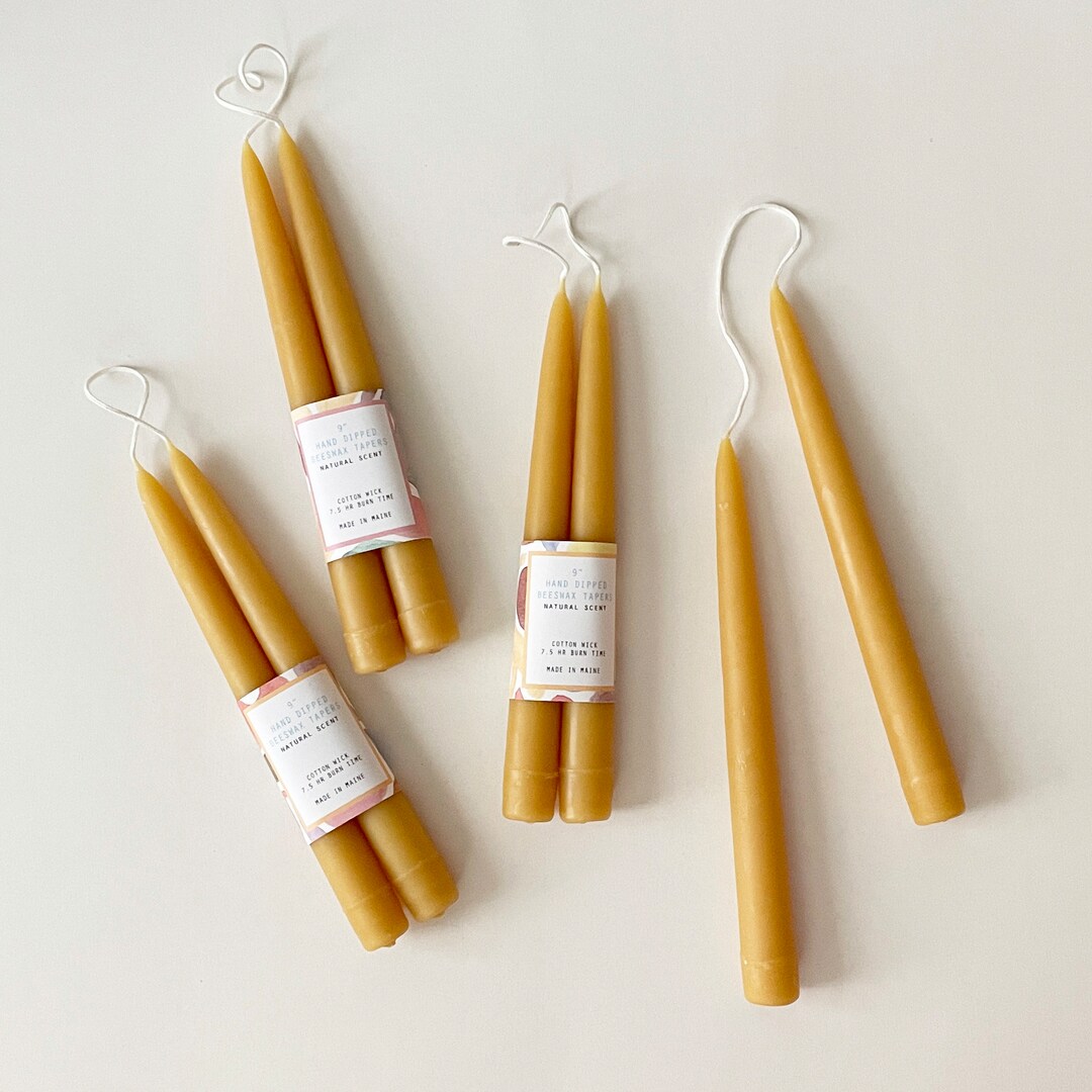 Pair of 9 Hand Dipped Beeswax Tapers Etsy