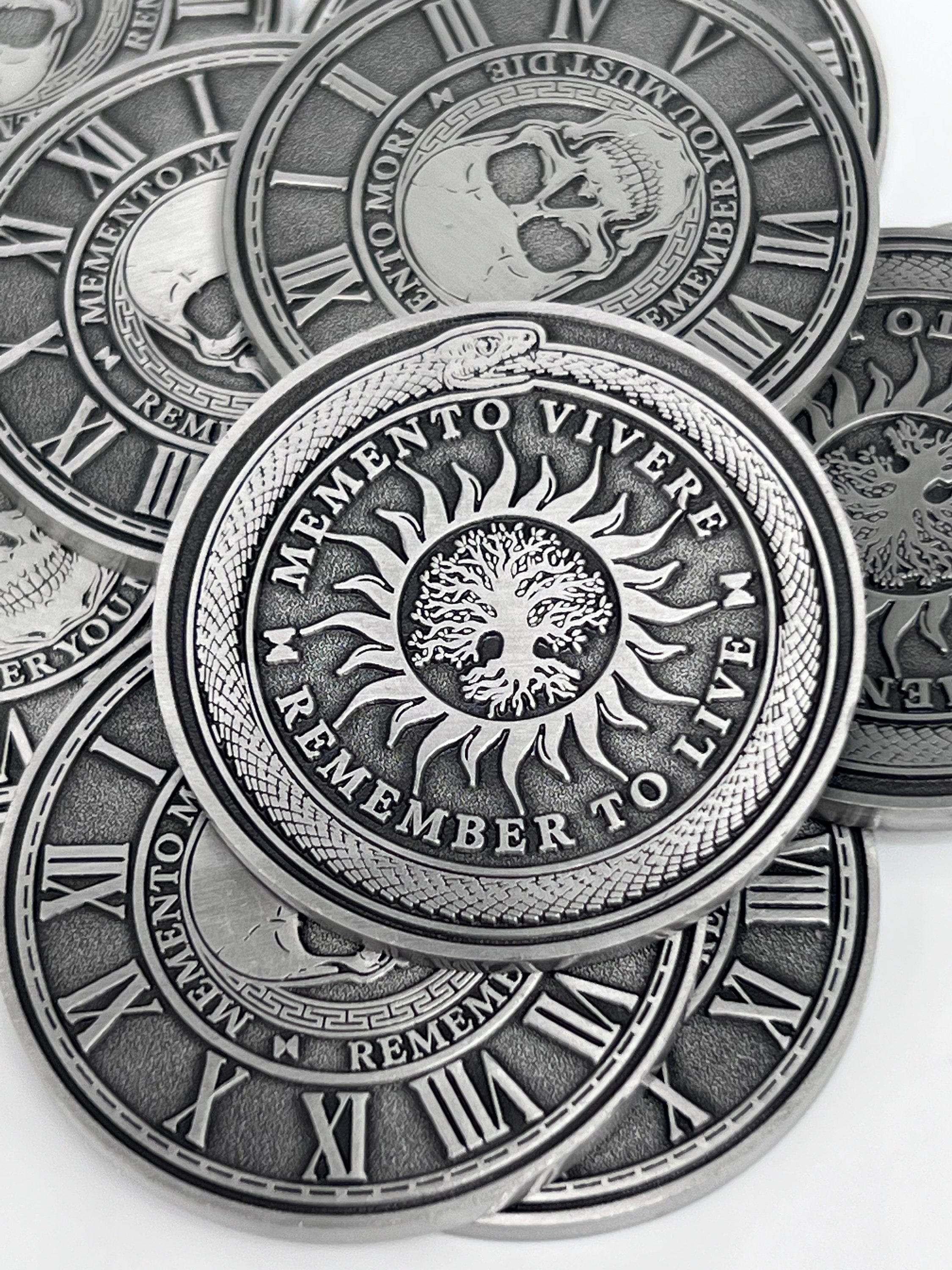 Memento Mori Coin Medallion Stoicism Gift Amor Fati Medal EDC
