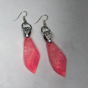 Large Pink Glitter Crystal Earrings