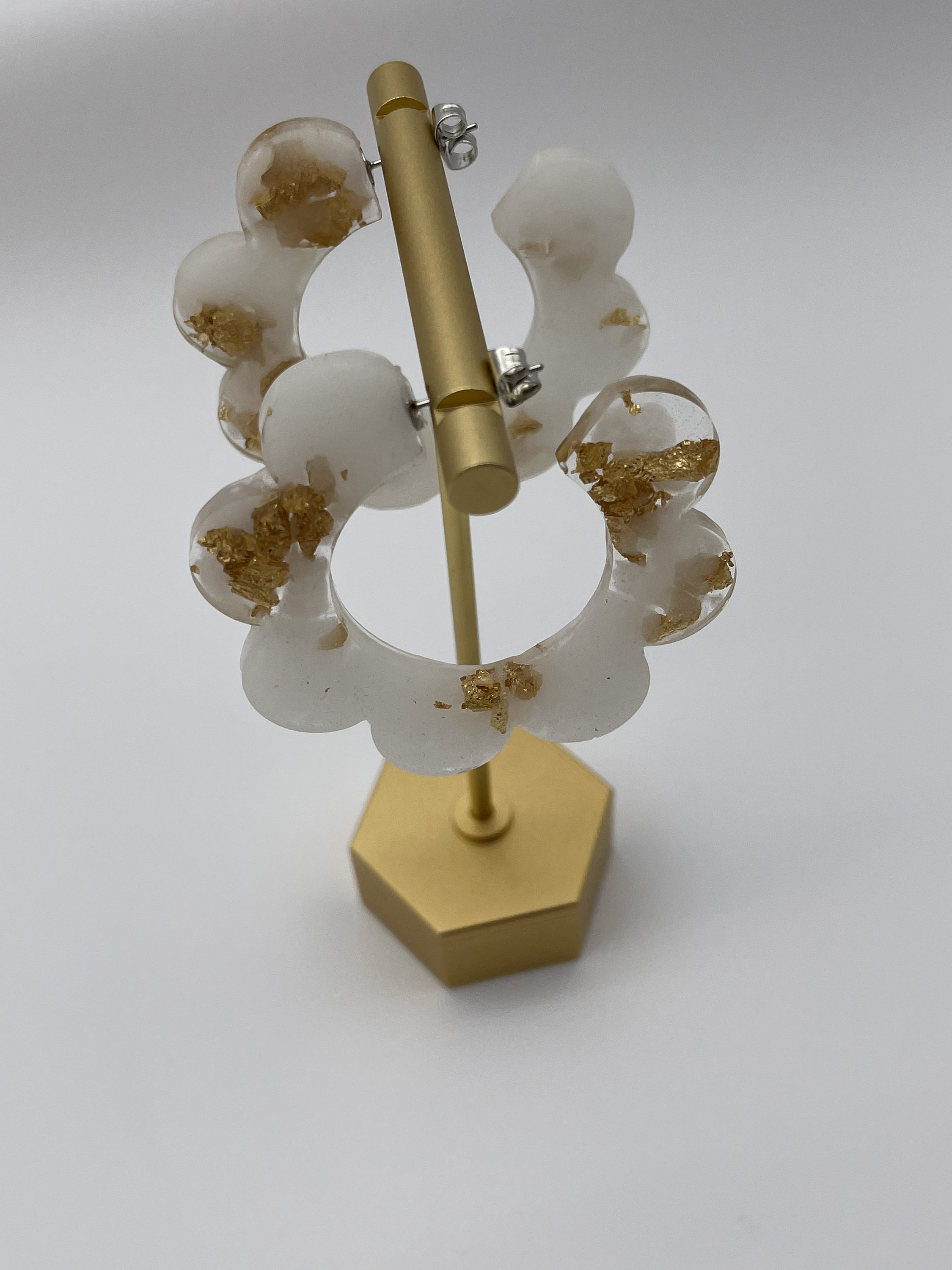 Cerceau Floral En Métal Doré Avec Base En Bois - Pour Création De Couronnes Et Décoration De Table