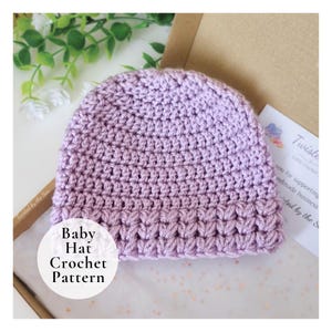 PDF Crochet Pattern – Baby Hat with Puff V Stitch Edge – Newborn to 6 Months – Intermediate Skill Digital Download