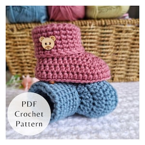 PDF Crochet Pattern - Baby Booties with Buttons, Pattern for Newborn, 0-3 And 3-6 Months Booties, Double Knit Yarn, Easy Tutorial Pattern