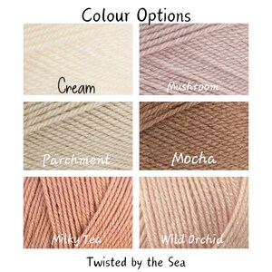 colours: cream, mushroom, parchment, mocha, milky tea and wild orchid