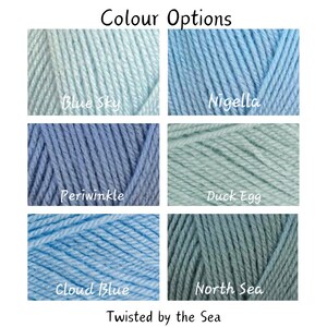 colours: blue sky, nigella, periwinkle, duck egg, cloud blue and north sea