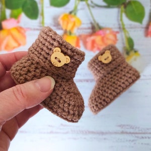 Crochet Baby Booties: Handmade Teddy Bear Button Shoes