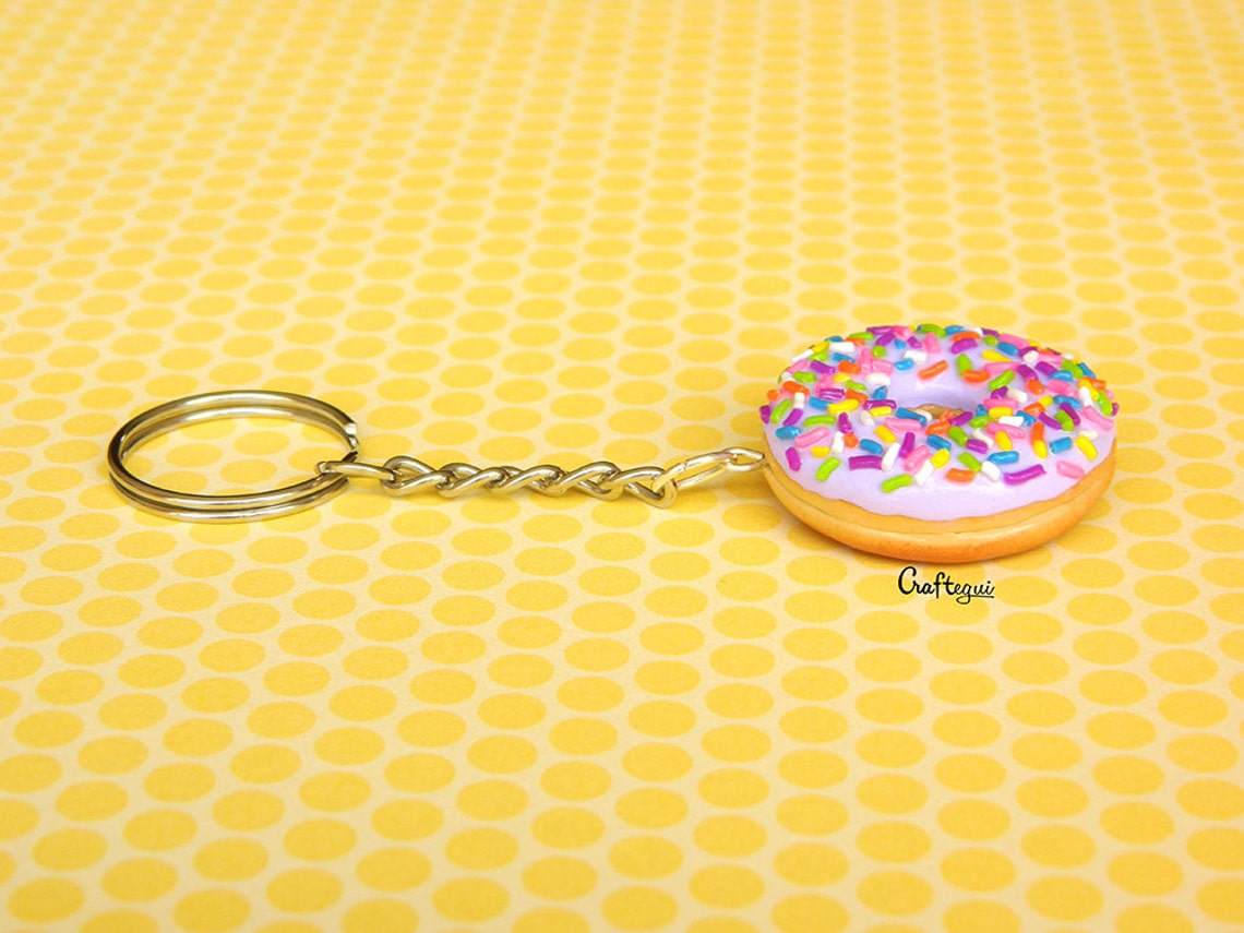 Donut Keychain With Sprinkles different Colors / Miniature Etsy