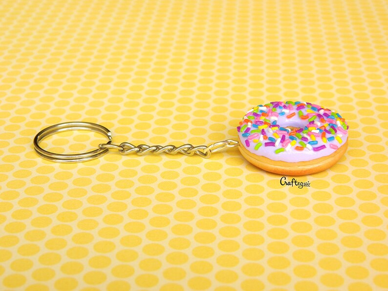 Donut Keychain With Sprinkles different Colors / Miniature Etsy