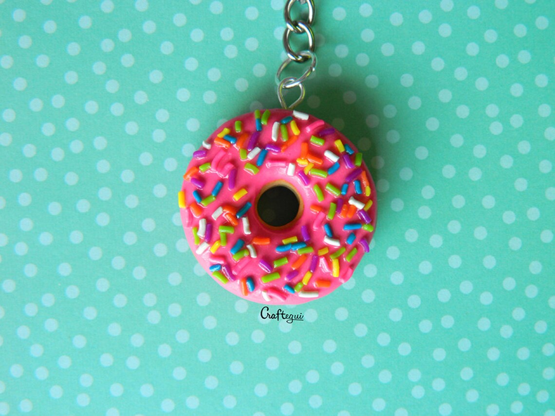 Donut Keychain With Sprinkles different Colors / Miniature Etsy