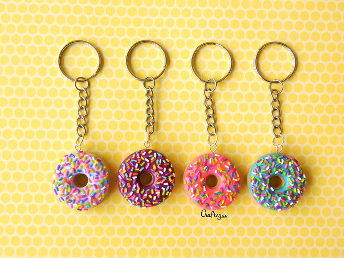 Donut Keychain With Sprinkles different Colors / Miniature Etsy