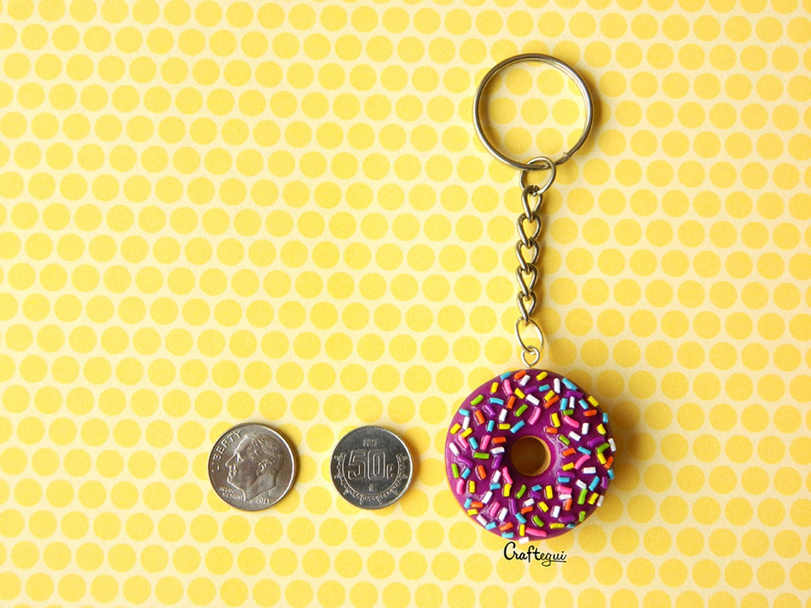 Donut Keychain With Sprinkles different Colors / Miniature Etsy