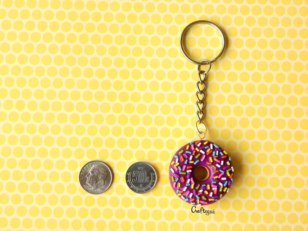Donut Keychain With Sprinkles different Colors / Miniature Etsy