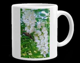 Zomerbloesem soep mok, Botanische print cacao mok, Bloemen koffie verslaafde, Bloem minnaar warme chocolademelk, Hangende wijnstokken theekopje, Muur groen