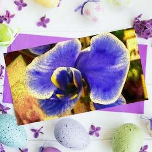 Plante d’orchidée bleue 10 paquet de cartes de vœux, Bouquet d’orchidées rare coffret de cartes, Stationnaire de fleurs d’été, Retrait d’impression botanique