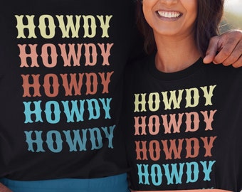Ombre howdy grafische T-shirts, Cowboys tshirts, Cowgirl t-shirts, Ranch boer top, Rodeo paarden t-shirt, Country western shirt, Zuidwestelijke zonsondergang
