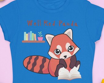Well red panda graphic tees, Dark academia t shirts, Teacher gift tshirts, Bookish funny shirts, Light academia tops, Library t-shirts, Book