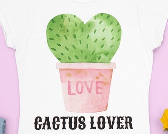 Hartvormige cactus lover t shirts, Cactus hart grafische T-shirts, Grappig cactus tshirt, Woestijn vibes t-shirt, Zuidwestelijke botanische print top