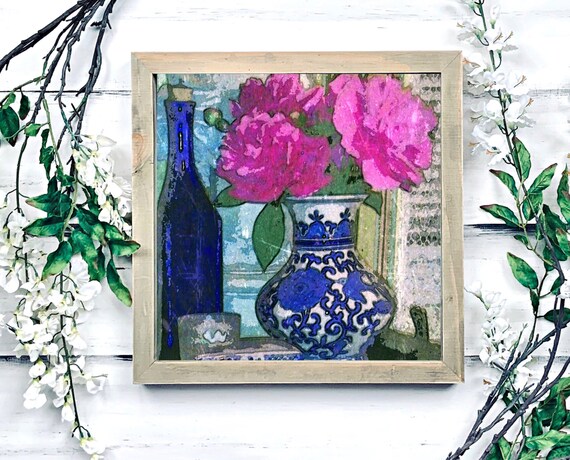 Fuschia Peony Printable Art Peonies Wall Decor Chinoiserie Etsy