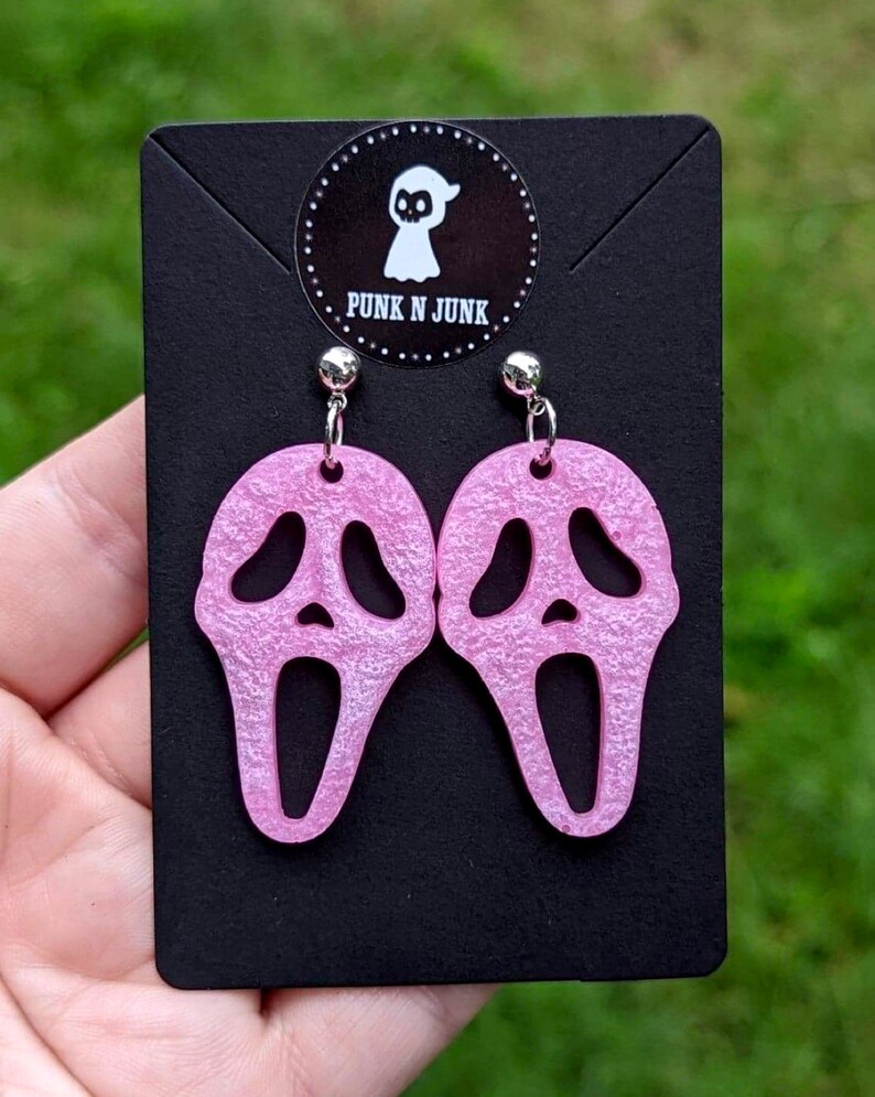 Pastel Goth Earrings Horror Movie Accessories Pink Ghost Etsy
