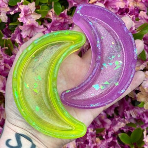 Crescent Moon Resin Ashtray, Sparkly Trinket Tray