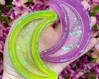 Crescent Moon Resin Ashtray, Sparkly Trinket Tray