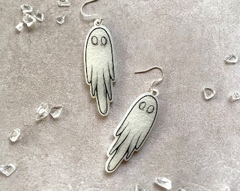 Spooky Ghost Resin Earrings, Halloween Jewelry