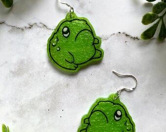 Grumpy Frog Earrings, Resin Earrings, Frog Accessories, Frog Jewelry