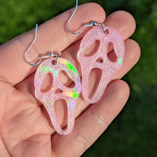Pastel Goth Earrings Horror Movie Accessories Pink Ghost Etsy