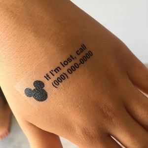 Mickey Head Phone Number Temporary Tattoo