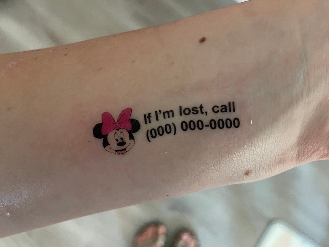 Minnie Mouse Phone Number Temporary Tattoo Etsy