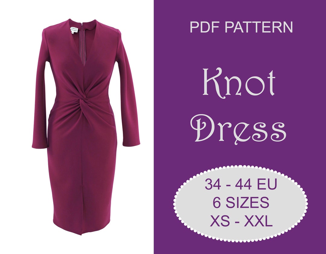 Knot A Line Dress Sewing Pattern | XS-XL | Trendy Evening Bodycon ...