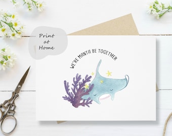 We’re Manta be Together - Carte de Saint-Valentin Manta Ray, Carte de Saint-Valentin mignonne, Carte de vœux, Carte de téléchargement instantané, Carte d’anniversaire imprimable