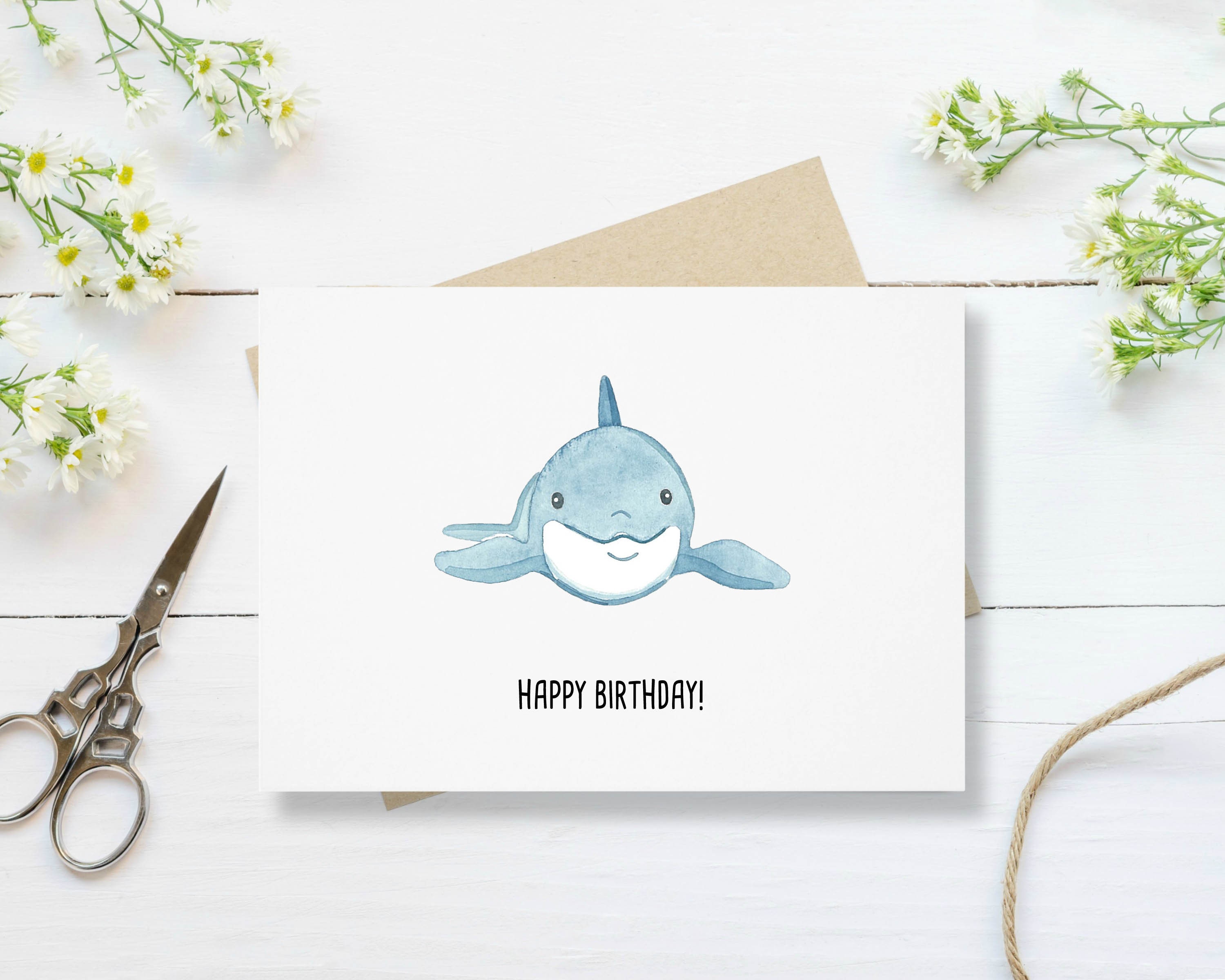 Dolphin Birthday Card - Cute Birthday Card, Gift for Diver, Greeting ...