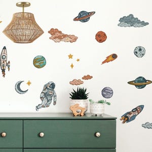 Space Ship Wall Decals, Astronaut Stickers, Solar System Decals,  Rocket Ship Wall Stickers, Transportation Decals, Space Star Decals,Planet