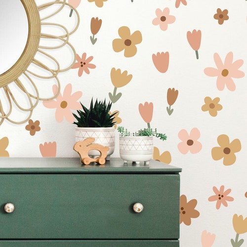 Wildflower Fabric Wall Decals Boho Floral Decals for Girls Etsy