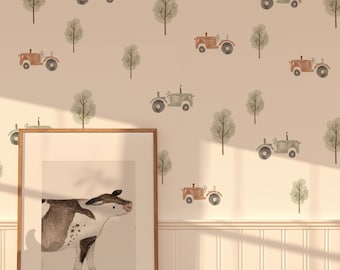 Vintage Tractor Nursery Wall Decals, Tractor Decals, Tractor Wall Stickers, Little Farmer Wall Decals, Watercolor Nursery Decals, Farmer